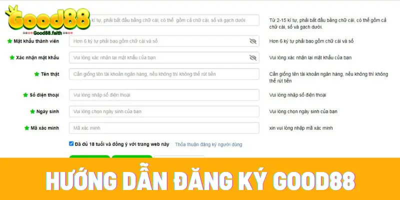 Đăng Ký Good88 - Thao Tác Đơn Giản Hoàn Tất Trong 1 Phút 6 3 bước mở tài khoản Good88